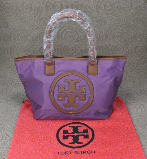 Soft Tory Burch Nylon Stacked Tote Purple Bags